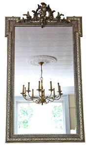 Antique Large C.1900 Gilt Overmantle Wall Mirror 