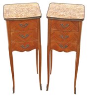 Antique Pair Of Small Marquetry Bedside Tables