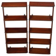 Antique Pair Of C.1900 Mahogany Wall Bookcases 