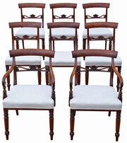 Antique C.1825 Fine Quality Set Of 8 Dining Chairs
