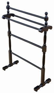 Antique C.1900 Black Ebonised Towel Stand -5 Rails