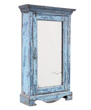 Antique C.1900 Distressed Blue Painted Cabinet 