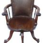 Antique c.1900 Mahogany and Leather Swivel Chair