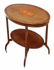 Antique C.1900 Quality Oval Inlaid Side Table
