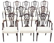 Antique C.1900 Set Of 12 Mahogany Dining Chairs