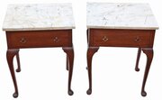 Antique C.1910 Pair Of Low Mahogany Bedside Tables