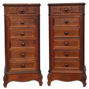 Antique C.1910 Pair Of Parquetry Bedside Tables