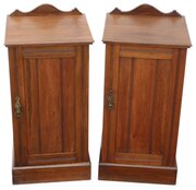 Antique C.1910 Pair Of Red Walnut Bedside Tables
