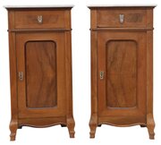 Antique C.1910 Pair Of Walnut Bedside Tables