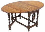Antique C.1920 Oak Barley Twist Gateleg Drop-Leaf 