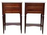 Antique C.1925 Mahogany & Marble Bedside Tables