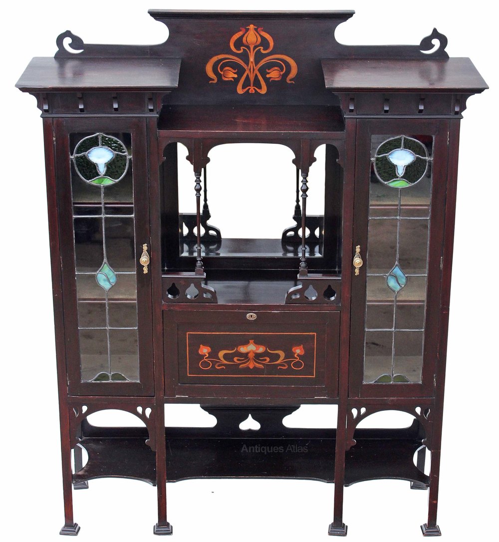 Art Nouveau Mahogany Leaded Gl Display Cabinet Antiques Atlas Mahogany Leaded Gl Display Cabinet