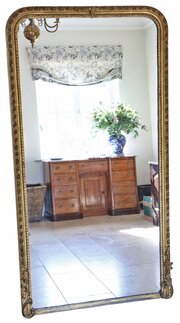Large 19th Century Antique Gilt Floor Mirror 
