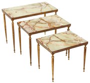 Nest 3 Onyx Marble & Brass Tables Side Occasional
