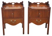 Pair Of Antique Mahogany Tray Top Bedside Tables