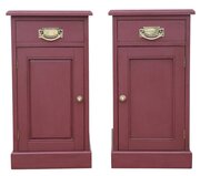 Pair Of Antique Preference Red Bedside Tables