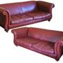 Pair of Derwent Leather Scroll-Arm Sofas