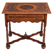 Queen Anne Revival Walnut Oyster Writing Table