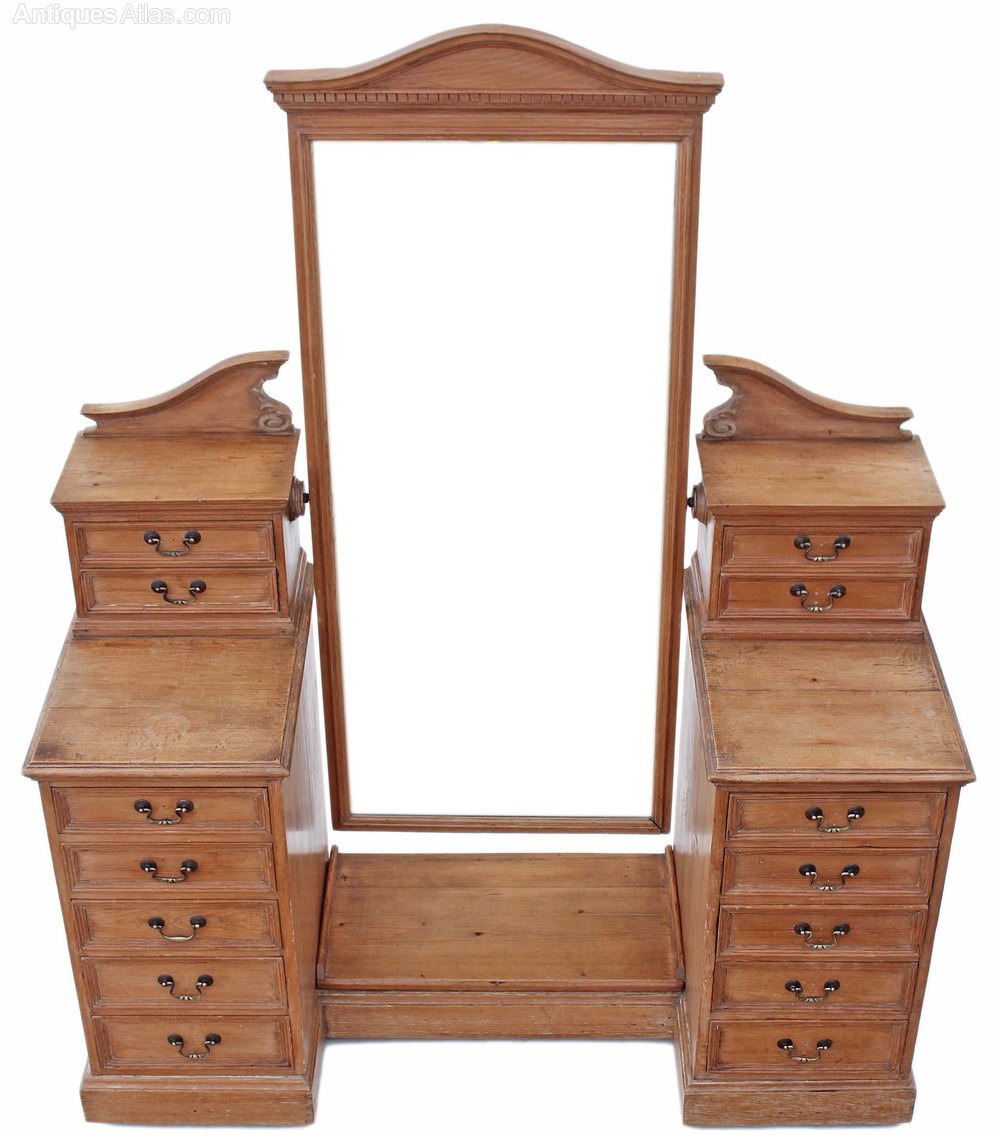 Victorian 19C Pine Twin Pedestal Dressing Table Antiques Atlas