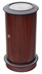 Victorian Mahogany Marble Cylinder Bedside Cabinet