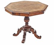Victorian Octagonal Inlaid Burr Walnut Table