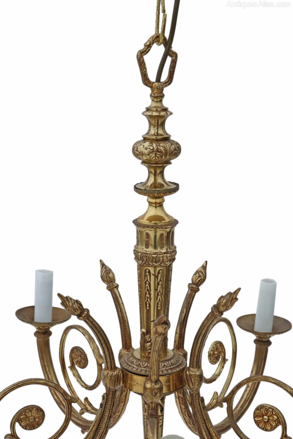 Antiques Atlas - Vintage 5 Lamp / Arm Brass Ormolu Chandelier