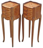 Vintage Retro French Pair Of Marquetry Nightstands