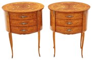 Vintage Retro Pair Of Marquetry Bedside Tables