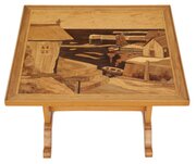 Vintage C.1960 Beech Marquetry Tilt-Top Side Table