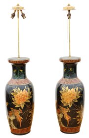 Vintage Mid-century Large Pair Of Table Lamps