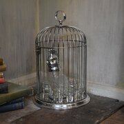 A Very Unusual Silverplate Caged Cockatoo Tantalus