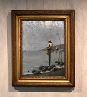 Fisherman Oil Painting By Pasquale Ruggiero