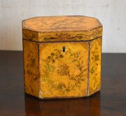 Georgian Painted Penwork Tea Caddy