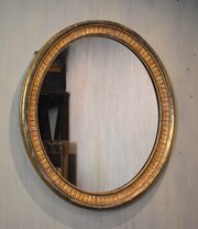 Large Early Nineteenth Century Oval Gilt Mirror
