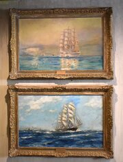 Pair Of Marine Oil Painting By Frank Henry Mason