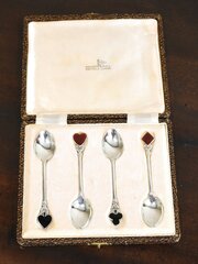 Set Of Four Silver Card Suits Spoons