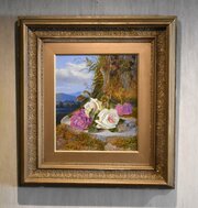 Still Life Oil Painting Of Roses By Charles Archer