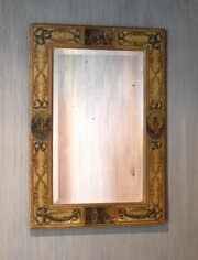 Unusual Painted Silk Mirror