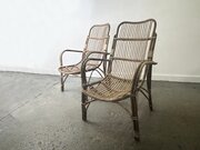 Pair Mid Century Vintage Bamboo  Lounge Chairs