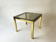 Vintage 1970s Brass & Smoked Glass Side Table