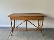 Vintage Mid-century Bamboo Rattan Console Table / 