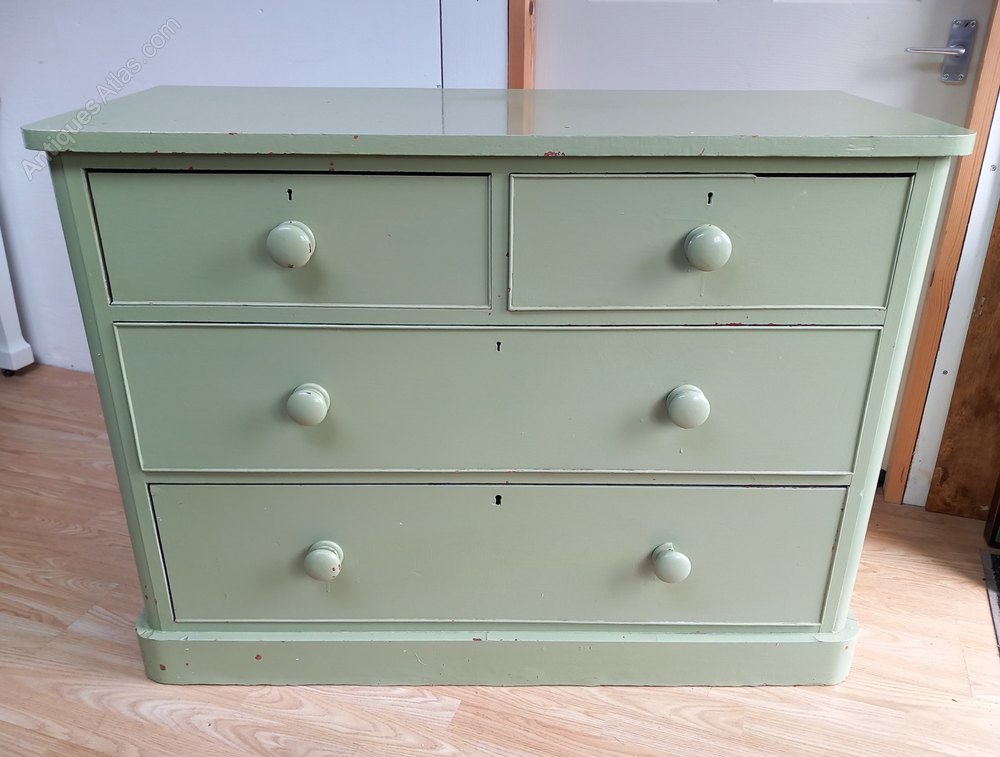 Victorian Pine Chest Of Drawers Painted Green Antiques Atlas
