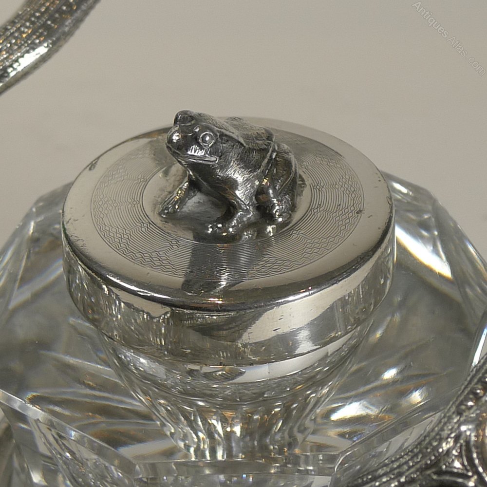 Antiques Atlas - Antique American Stag And Frog Inkwell / Pen Rest