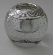 Antique English Bubble Glass & Silver Match Strike