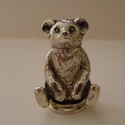 Antique English Silver Teddy Bear Pepperette
