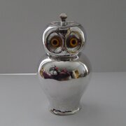 English Silver Plated Jug - Owl With Glass Eyes