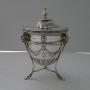 English Solid Silver Tea Caddy - Rams Heads