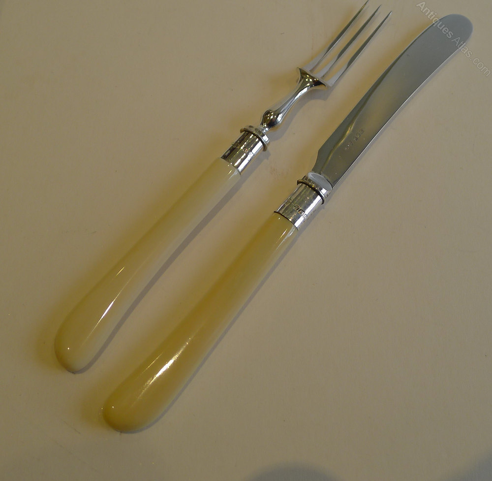 Antiques Atlas Ivory Handled Fruit / Desert Knives & Forks 1899