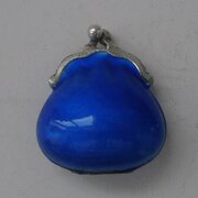Vintage Italian Silver And Blue Enamel Novelty Pill Box