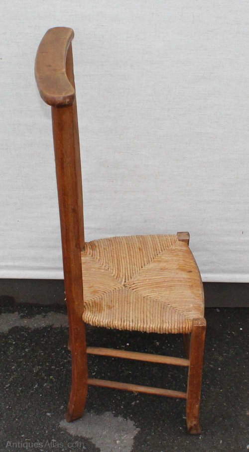 1940 S Beech Prayer Chair With Rush Seat